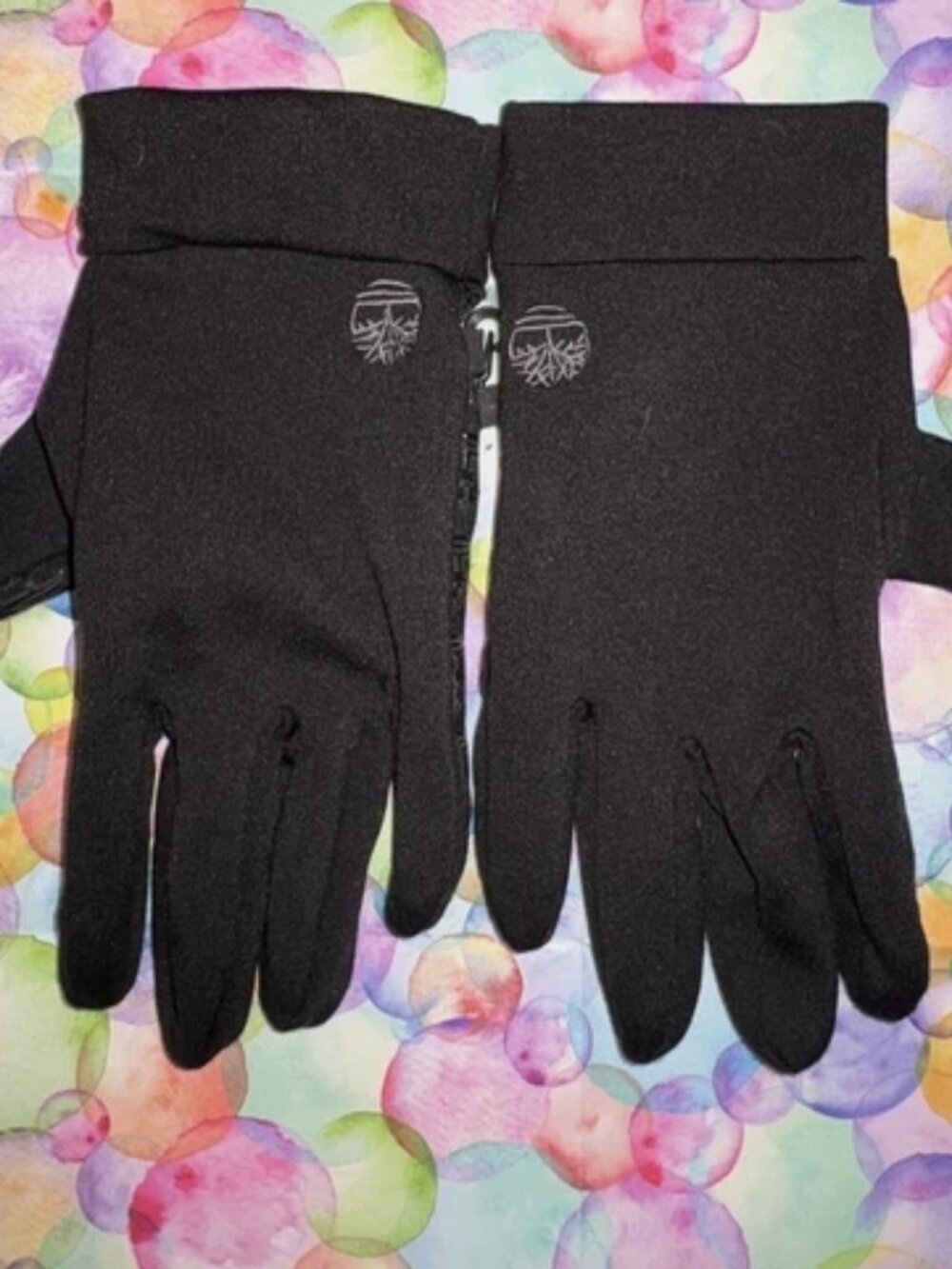 Timberland Men's S Black Synthetic Wrist Gloves Non-Slip Grip Logo Print
